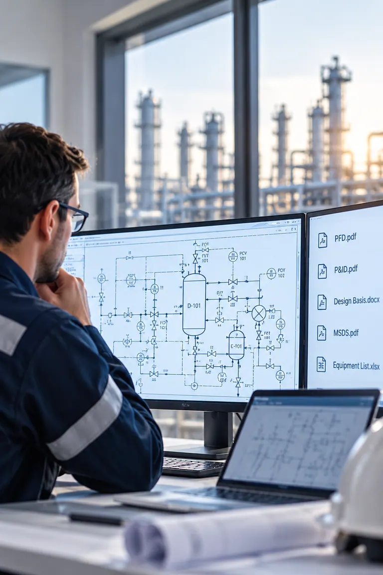 P&ID drawings and safety documents being read by the AI
